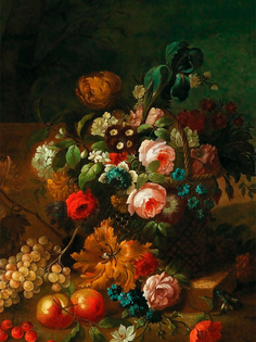 Постер DRABS А2 Английская школа - Натюрморт цветка и фруктов