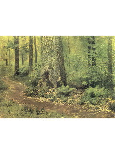 Постер DRABS A3 Левитан Исаак Ильич, Тропинка в лиственном лесу. Папоротники