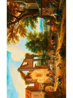 Постер DRABS A3 Матис Схувардтс - Путешественники за воротами города у фонтана