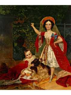 Постер DRABS A3 Брюллов Карл Павлович, Портрет детей Волконских с арапом