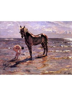 Постер DRABS A3 Серов Валентин Александрович, Купание лошади