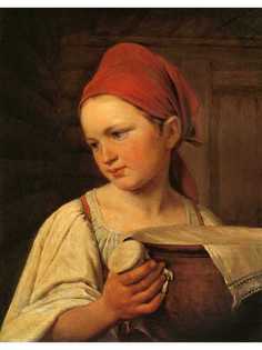 Постер DRABS A3 Венецианов Алексей Гаврилович, Крестьянка с крынкой молока