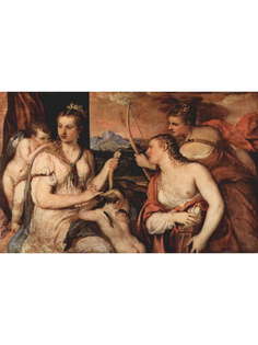 Постер DRABS A2 Tициан Вечеллио, Венера, завязывающая Амуру глаза