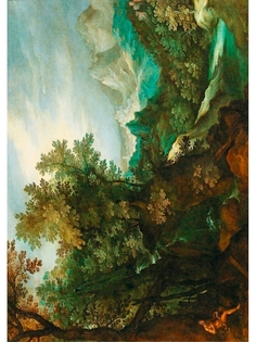 Постер DRABS А2 Пауль Бриль - Горный речной пейзаж с отшельником