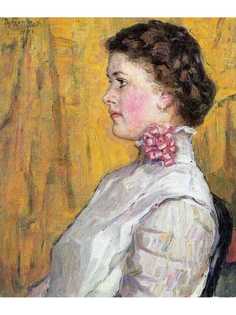 Постер DRABS A3 Суриков Василий Иванович, Портрет неизвестной на желтом фоне