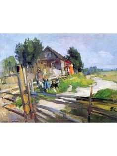 Постер DRABS A2 Коровин Константин Алексеевич, Пейзаж с изгородью