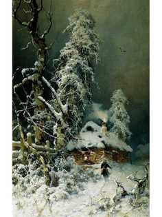 Постер DRABS A2 Клевер Юлий Юльевич, Зимний пейзаж с избушкой