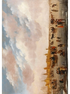 Постер DRABS A3 Виллем Джилисз Кул - Элегантные фигуры на льду с городом позади