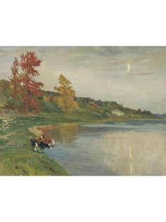 Постер DRABS A3 Аладжалов Мануил Христофорович, Осень. Коровы у воды