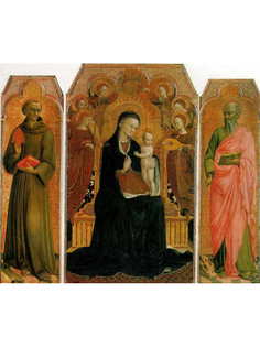 Постер DRABS A3 Сассетта, Мария с младенцем Иисусом в окружении шести ангелов