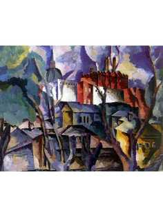 Постер DRABS A3 Лентулов Аристарх Васильевич, Пейзаж с сухими деревьями. Сергиев Посад