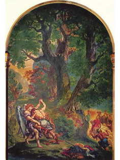 Постер DRABS A3 Делакруа, Эжен 1798 - 1863 , Борьба Иакова с ангелом