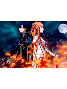 Постер DRABS А3 Sword Art Online, спина к спине, луна