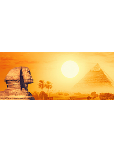 Постер DRABS A2 Пейзаж с египетскими пирамидами и Великим Сфинксом на закате