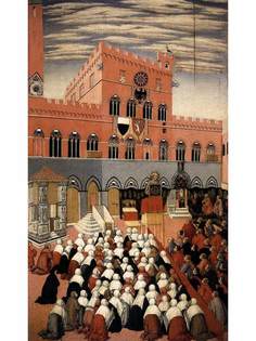 Постер DRABS A3 Сано ди Пьетро, St Bernardino Preaching in the Campo