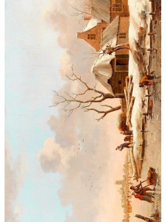 Постер DRABS A3 Генрих Вильгельм Швейкхардт - Пейзаж с коттеджами у замерзшей реки