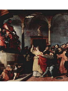 Постер DRABS A2 Лоренцо Лотто, Алтарь св. Лючии, створка. св. Лючия перед судьей