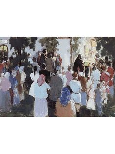 Постер DRABS A3 Борисов-Мусатов Виктор Эльпидифорович, Молебен на станции железной дороги