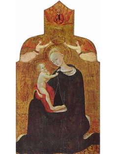 Постер DRABS A2 Сассетта, Мария с младенцем, увенчиваемая двумя ангелами