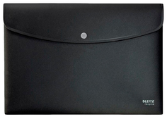 Папка-конверт на кнопке Leitz Re:Сycle A4 черная 250 мкм, 1292598