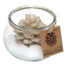 Свеча декоративная в стакане Шишка 7 см No Brand