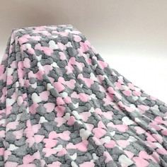 Плед BLANKET Велсофт Сердечки серые
