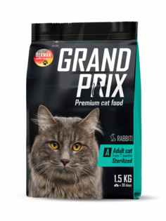Сухой корм для кошек Grand prix Sterilized, для стерилизованных, кролик, 1,5кг
