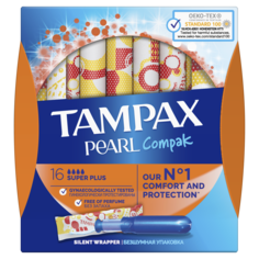 Тампоны Tampax Pearl Compak Super Plus с аппликатором, 16 шт
