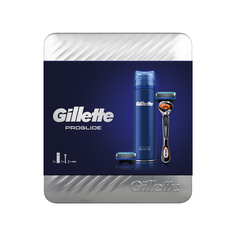 Подарочный набор Gillette Proglide бритва с 2 кассетами + гель для бритья в металл.коробке
