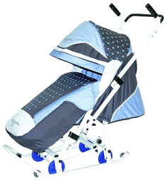 Санки-коляска R-Toys Скользяшки Мозаика серый/голубой/белый