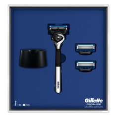 Подарочный набор мужской Gillette Proglide бритва Chrome с 1 кассетой + 2 касс.+ подставка