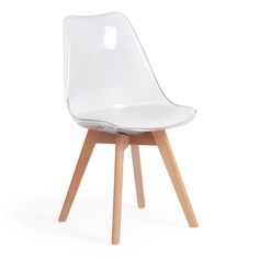 Стул TetChair TULIP (mod. 73) дерево/пластик/ПУ, прозрачный/белый