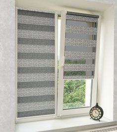 Рулонная штора Delfa Сантайм Роко 52x160 серый/золото