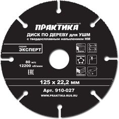 Диск по дереву с твердосплавным зерном ПРАКТИКА для УШМ 910-027 125 х 22 мм