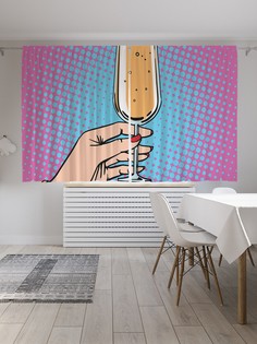 Шторы JoyArty с фотопечатью "Игристое вино" из сатена, 290х180 см