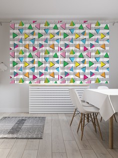 Шторы JoyArty с фотопечатью "Треугольники и пирамидки" из сатена, 290х180 см