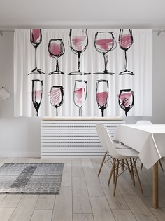 Шторы JoyArty с фотопечатью "Бокалы вина" из сатена, 290х180 см