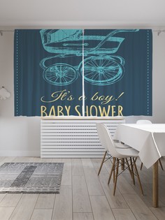 Шторы JoyArty с фотопечатью "Коляска для новорожденного" из сатена, 290х180 см