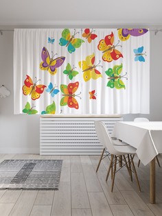 Шторы JoyArty с фотопечатью "Бабочки полетели" из сатена, 290х180 см