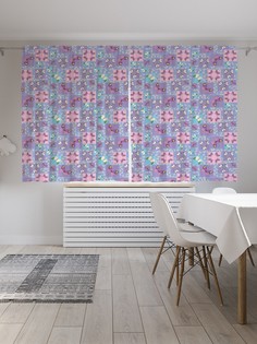 Шторы JoyArty с фотопечатью "Бабочки на плитках" из сатена, 290х180 см
