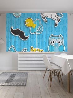 Шторы JoyArty с фотопечатью "Игрушки для новорожденного" из сатена, 290х180 см