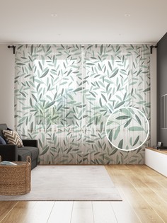 Фототюль JoyArty "Строгие листы", 145x265см (2 полотна со шторной лентой + 50 крючков)