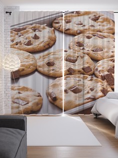 Шторы JoyArty с фотопечатью "Печенье на противне" из сатена, 290х265 см