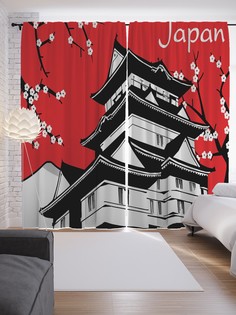 Шторы JoyArty с фотопечатью "Японская архитектура" из сатена, 290х265 см