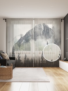 Фототюль JoyArty "Лесная дымка", 145x265см (2 полотна со шторной лентой + 50 крючков)