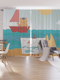 Шторы под лён JoyArty "Собака мольберт", серия Oxford DeLux, 340х265 см