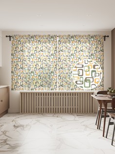 Фототюль JoyArty "Прямоугольные формы ретро" 145x180см, 2 полотна, лента, 50 крючков