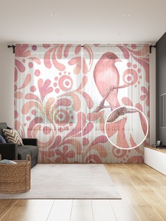 Фототюль JoyArty "Весенняя птица", 145x265см (2 полотна со шторной лентой + 50 крючков)