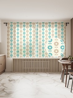 Фототюль JoyArty "Цветочный трафарет" 145x180см (2 полотна со шторной лентой + 50 крючков)