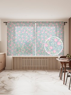 Фототюль "Поляна розовых роз", 145x180 см (2 полотна со шторной лентой + 50 крючков) Joy Arty